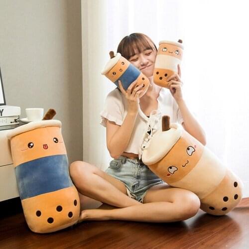22/50CM Cartoon Simulation Bubble Tea cup Shaped Pillow Plush Toys Real Life Stuffed Soft Back Cushion Funny Food Gifts for Kid