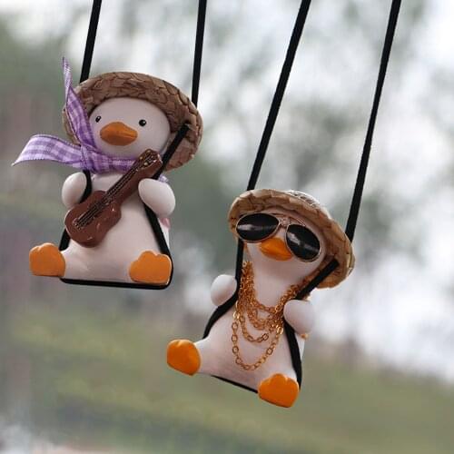 Lucky Car Pendant Cute Anime Little Duck Swing Auto Rearview Mirror Hanging Ornaments Interior Decoraction Accessories