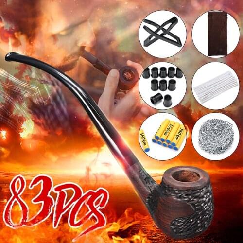 Durable 6.6" Long Wooden Wood Smoking Pipe Tobacco Cigarettes Cigar Pipes w/ Bag