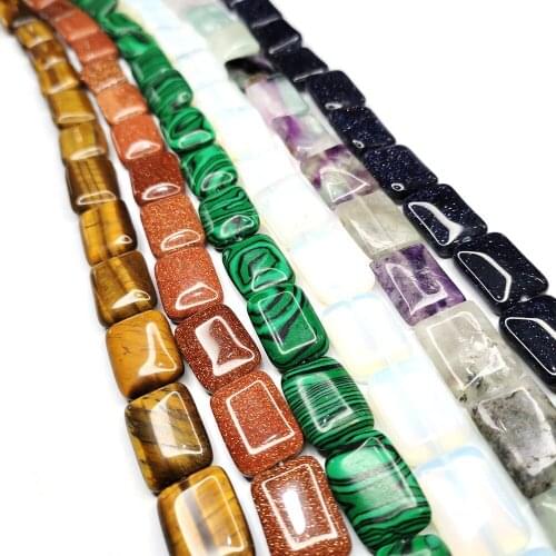 Rectangular Natural Stone Beads Malachite Blue Sandstone Powder Crystal Jewelry Making DIY Necklaces Pendant Accessories 22pcs