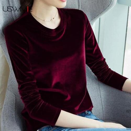Spring Shirt Women Fashion Simple Comfort Long Sleeve Velvet Solid Color Warm Casual O-neck Bottoming Basic Plus Size Pullover