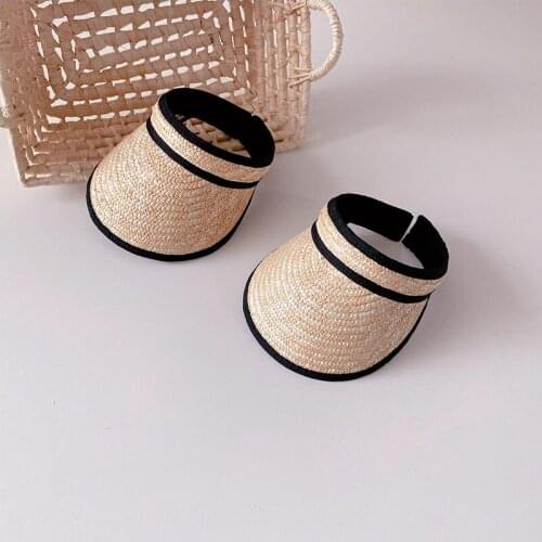 Childrens Summer Hat Empty Top Black border Sun Visor Wide Brim Girl Cap Beach Hat Sun Hats Kid Sun Protection Caps Straw Hat