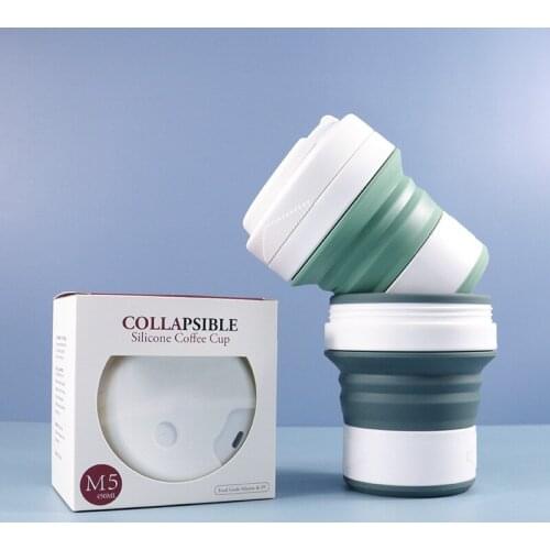Collapsible Portable Coffee Cups Creativity 450ML Folding Liquid Silicone Water Bottles Tea Cups Food Grade Water Drinking Cup