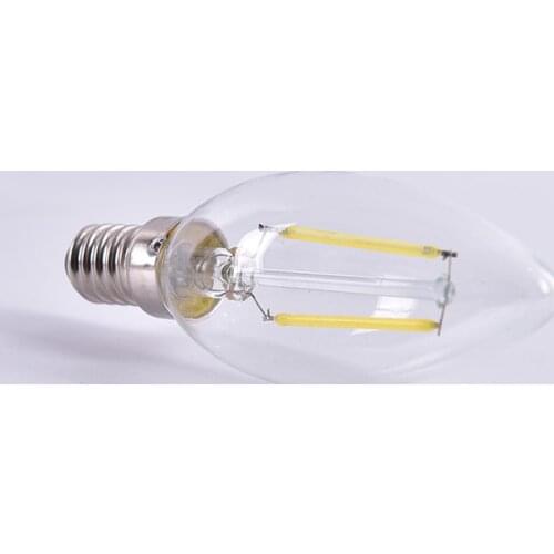 LED Bulb Spotlight 2W/4W/6W E14 COB Candle/Flame Tip C35 Filament Glass Lamp
