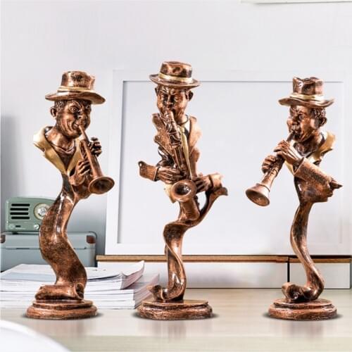WU CHEN LONG Creative Abstract Band Figurine Art Instrument Music Figures Statue Resin Craft Living Room Home Decoration R4103