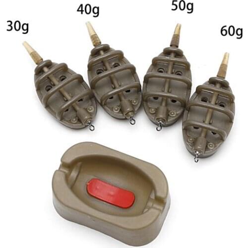 Y1UC Inline Method Carp Fishing Feeder 4 Feeders 15/20/25/35g 30/40/50/60g Mould Set