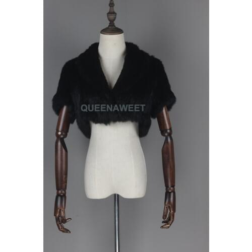 100% Real Rabbit Fur Coat Knit Short Sleeves Jacket Short Women Overcoat Winter Outerwear Top Quality