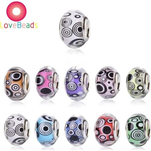 10 Pcs Mixed Color Evil Eye Print Pattern Plastic Resin Murano Large Hole Round Loose Beads Charms for Women Bracelet Jewelry