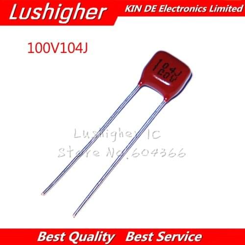 20PCS 100V104J CBB Pitch 5mm 100NF 0.1UF 100V 104J 104 CBB Polypropylene Film Capacitor