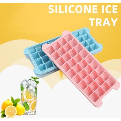24 Grids Ice Cube Maker For Whiskey Cocktail Party Bar Tools Silicone Ice Cube Tray With Lid Kitchen Accessories