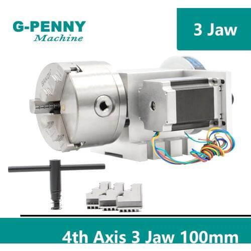 3 Jaw 100mm chuck CNC 4th Axis CNC dividing head/Rotation 6:1 A axis for Mini CNC router/engraver woodworking engraving machine