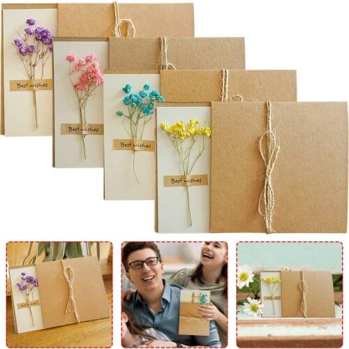 3PC Birthday Thanksgiving Card Vintage Kraft Paper Hollow Heart Greeting Card Invitations Postcards Gift Card Gift Box Decor