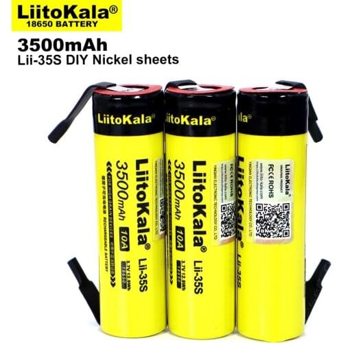 3 PCS. LiitoKala Lii-35S 18650 Battery3.7V Li-ion 3500mAh lithium battery For high drain devices.+DIY Nickel