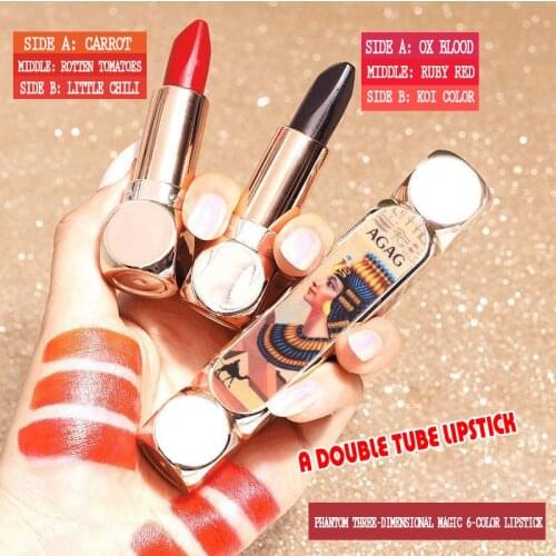 A 6-color Queens Scepter Lipstick Moisturizing Matte Non-fading Long-lasting Non Stick Cup Double Tube Lip Cream
