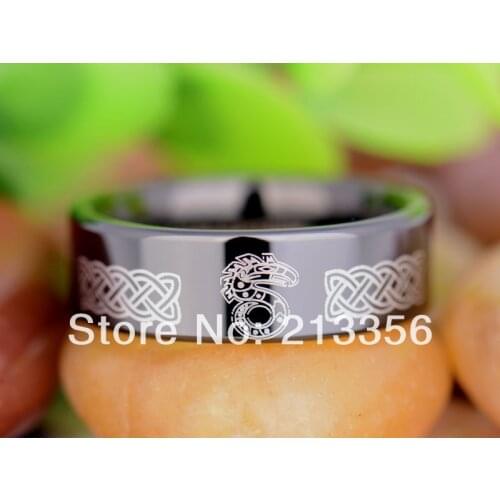 Free Shipping UK Russia Brazil USA Hot Selling 8MM Black Pipe Shadow Run Dragon Lord Mens' Fashion Tungsten Carbide Wedding Ring