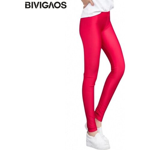 BIVIGAOS Summer Spandex Ice Silk Leggings Thin Slim Skinny Leggings Pants Glossy Legging Fitness Multicolor Stretch Pants Women