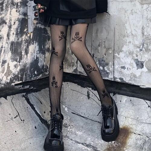 Maiden Pantyhose Fishnet Thigh High Tights Cosplay Skull Style Plus Size Underwear for Girl Friend Gifts Party Club Wear Hosiery