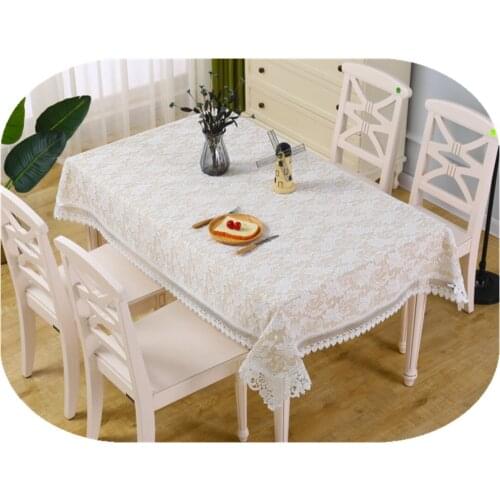 Double-Layer Polyester And Linen Table Cloth Fabric Lace Round Square Coffee Table Furniture Cover Cloth Wedding Decoration