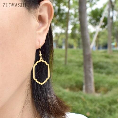 Geometric Irregular Shape Earrings Wide Empty Mismatched Polygon Earrings Large Hexagon Statement Jewelry Party Gifts For Her