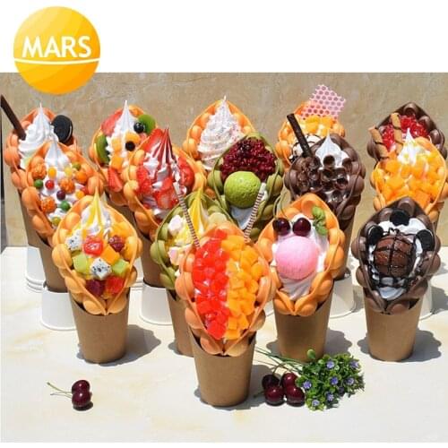 Simulation Ice Cream Egg Waffle Model Display Fake Food Eggettes Puff Egg Bubble Waffles Props Decoration