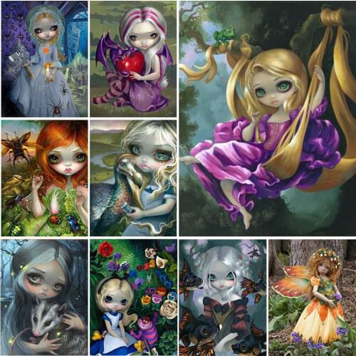 FIYO Elves Fairy Gril Diamond Painting Cross Stitch Full Square round Drill DIY Diamond Mosaic Cartoon Diamond Embroidery Sale