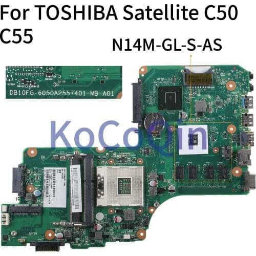 KoCoQin Laptop motherboard For TOSHIBA Satellite C50 C55 C50-A HM76 GT710M Mainboard 6050A2557401-MB-A01 SLJ8E N14M-GL-S-AS