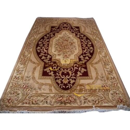 Carpet beige european french About -knotted Thick Plush Savonnerie 6' X 9' tur3 379 gc85savyg28