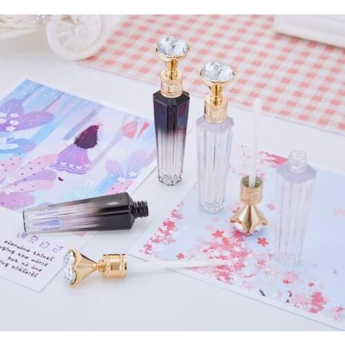 Colorful Diamond Cap Empty Clear Lip Gloss Tube With Wand Empty Lipstick Tube Tools Cosmetic Packaging Containers