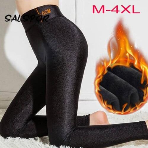 SALSPOR Plus Size 4XL Women Warm Knitted Leggings High Waist Elastic Casual Winter Pants Fat Mm Skinny Ankle-Length Leggins