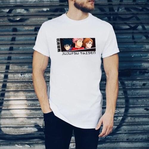 Summer Hot Sale Jujutsu Kaisen Male Hipster Anime T Shirt Summer Cartoon Printed Male Cotton Tops New Style O-neck Streetwear