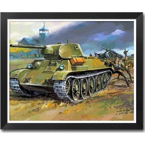 MaHuaf-A1420 DIY painting by numbers Tank World War II canvas painting hand painted digital wall art picture for home decor