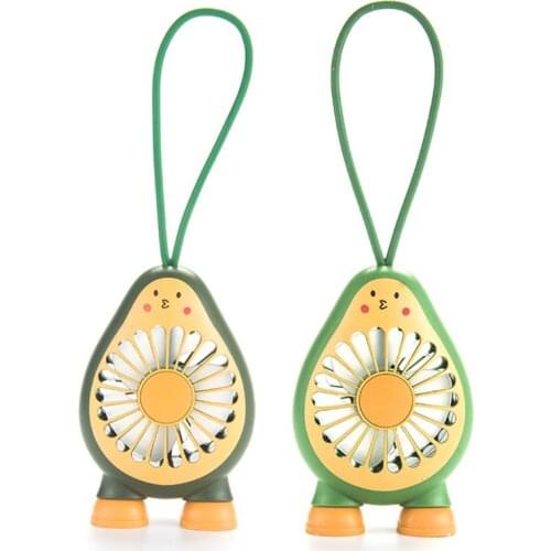 Cute Avocado Pattern Mini Portable Cooling Fan with Hanging Rope Air Cooler USB Charging for Home Office