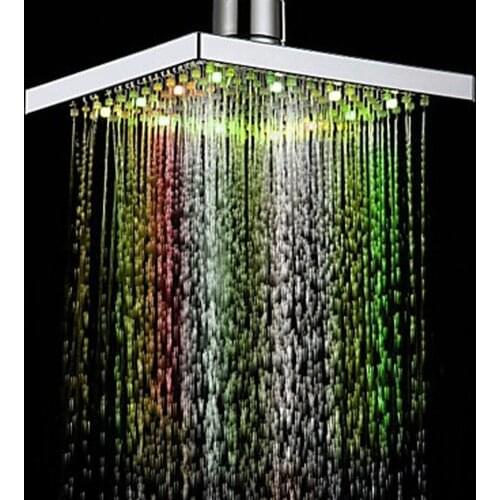 Shower Head Square LED Bath Faucet Shower Rainfall Stainless Steel Rain Shower Head High Pressure Rainshower
