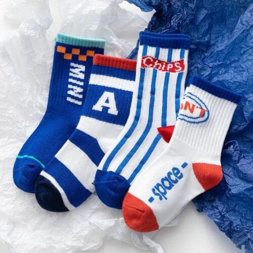 Children Baby Socks Fashion Cartoon Tide Spring Autumn Ankle Comfortable Breathable Cotton Boy And Girl Sports Socks 4 Pairs