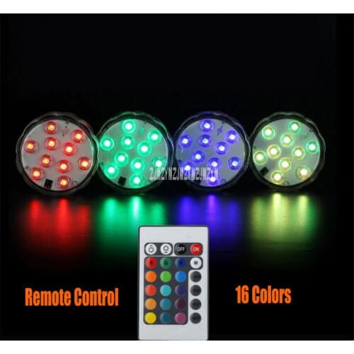 New 100 X RGB 10 Colorful Led Submersible Light Battery Operated IP68 Waterproof Underwater Swimming Pool Wedding Party Lighting