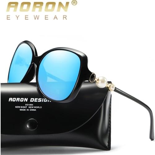 AORON Brand Women Polarized Pearl Sunglasses Brand Big Frame Leisure Sun Glasses Classic Style HD Goggles Girls Eyewear A400
