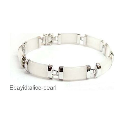 Opal New NATURAL Jewelry white stone bracelet 7.5inch/19cm Wedding Girl Woman MEN Quartz jewelry Silver hook gem