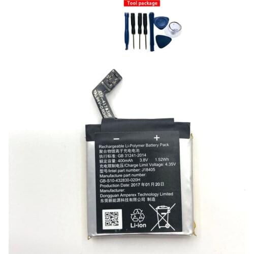 Original Battery 400mAh 1.52Wh 3.8V J18405 Battery For Sony GB-S10-432830-010H Smart Watch batterie+TOOLS