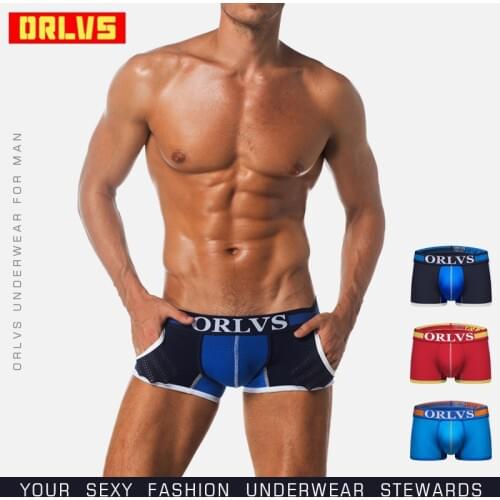 ORLVS Brand Nylon Sexy Boxers Solid Shorts Men Underwear Breathable Comfortable Panties Quick Dry Male Cueca Tanga OR114