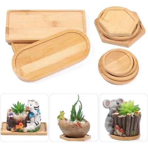 Simple Multi-style Planters Pot Bamboo Tray Stander Hexagon Rectangle Round Square Flowerpot Base Gardening Supplies Home Decor