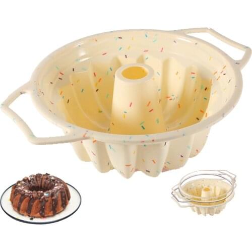 DIY Silicone Heat-resistant Cake Mold Chiffon Cake Mold Cake Baking Mold with Handle Non-stick Cake Baking Tools For Kitchen