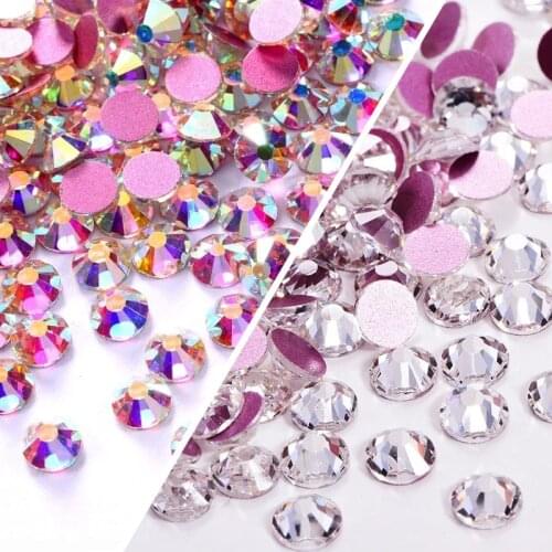 Super Glitter SS3-SS34 Crystal AB Rhinestones Non Hot Fix Glue On Strass Flatback Rhinestone for DIY Nail Art Decoration A131