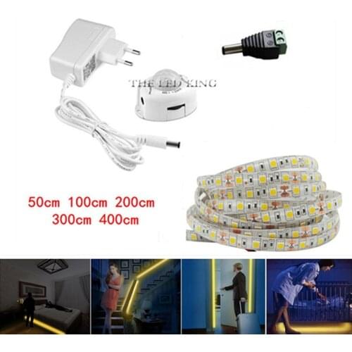LED Night Light Strip Smart Turn ON OFF fita de led luz waterproof SMD5050 bandeau led Bedroom pir motion sensor LED Strip Light