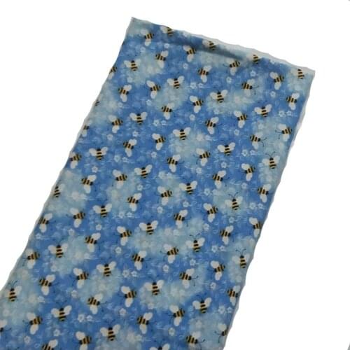 Brand New Blue Yellow Bee Printed Cotton Fabric 50x105cm Design SGB Fabric Patchwork for Cloth Dress Party Home Decor