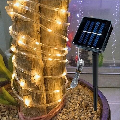 Outdoor LED Solar String Fairy Lights 7m 12m 22m 32m Rope Tube Lamp Waterproof IP67 Christmas Decoration for Home Garden