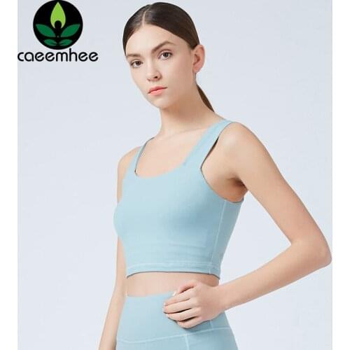 CAEEMHEE High Stretch Sports Bra Fitness Cropped Top Shockproof Running Workout Active Yoga Bra Tank Top Padded Push Up Gym Vest
