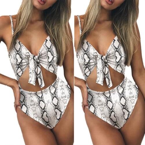 WomenS Serpentine High Waist One Piece Swimsuit Sexy Bikini Bandage Chest Strap One-Piece Swimming Suit