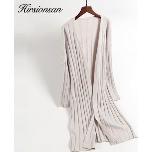 Hirsionsan Women Cardigan 2019 Autumn Winter Knitted Open Stitch Sweaters Casual Women Knitted Long Jackets Female Cardigans