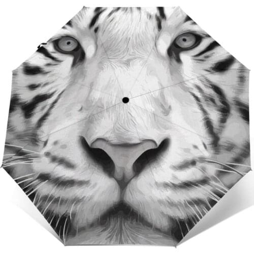 Sunny Umbrella Portrait Of Bengal Tiger Automatic folding portable men women umbrella Sunscreen rain Windproof beach parasol