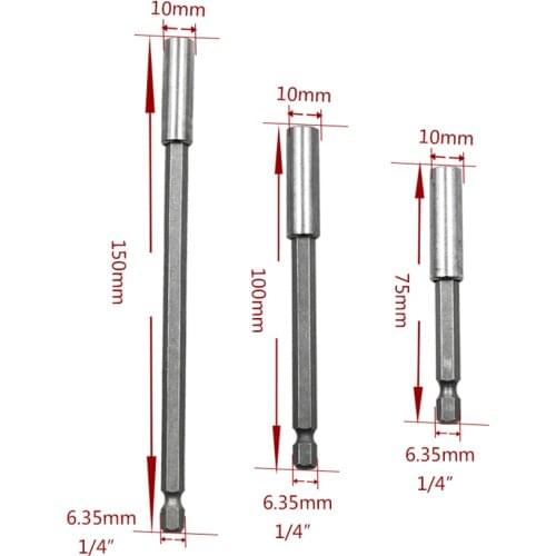 1/4'' Strong Magnetic Hex Screwdriver Bit Extension Connecting Rod Sleeve Pistol Drill Extension Rod 6.35mm Sleeve Quick Adapter
